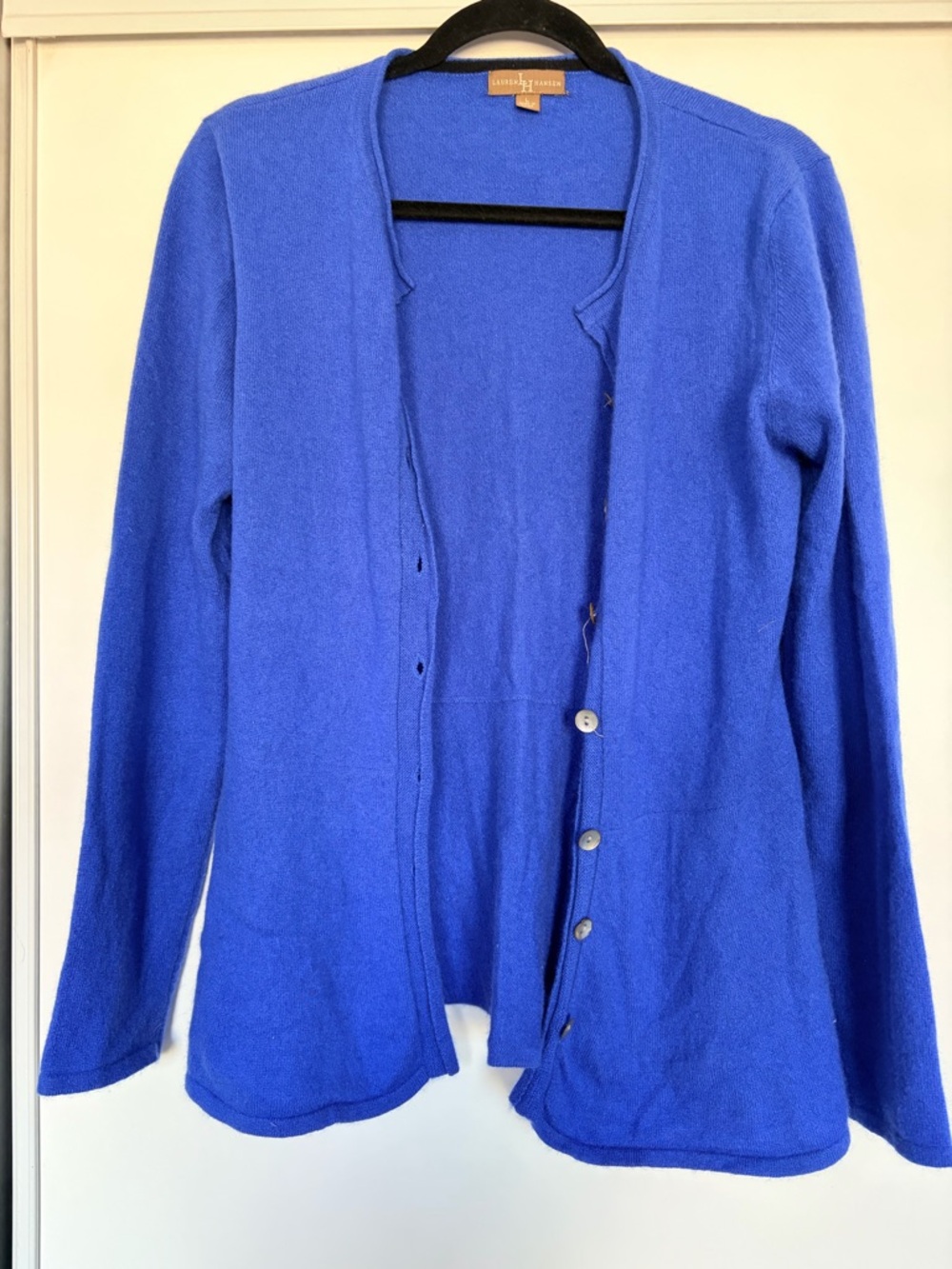 Lands' End Women's Royal Blue 100% Cashmere Cardigan Sweater